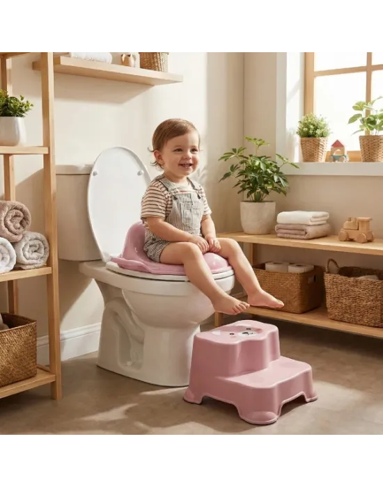 Pembe Kulplu Çocuk Klozet Adaptörü