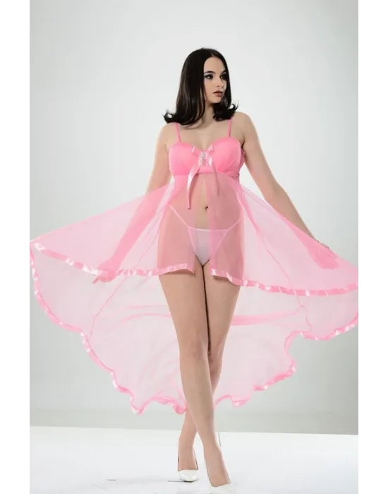 ieg™ Pembe Petli Tül Şifon Gecelik - 230