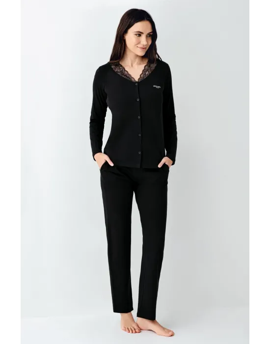 ieg™ Pierre Cardin 9116-S Kadın Önü Düğmeli  Pijama Takımı