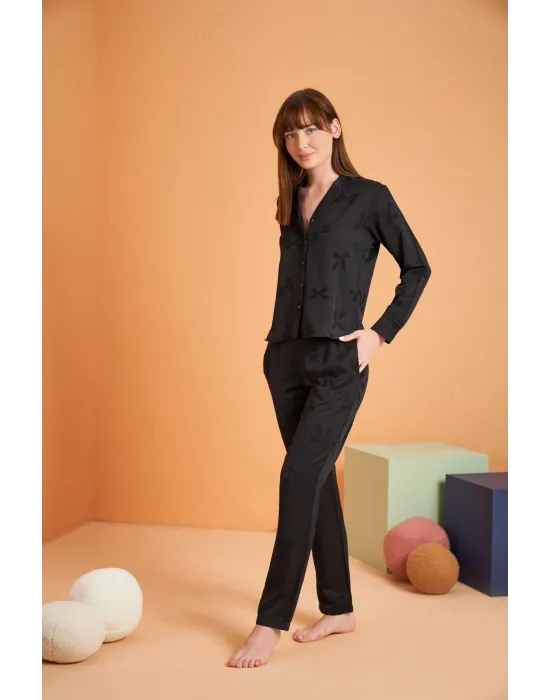 ieg™ Pjs 28042 Kadın Uzun Kol Boydan Düğmeli Pijama Takımı