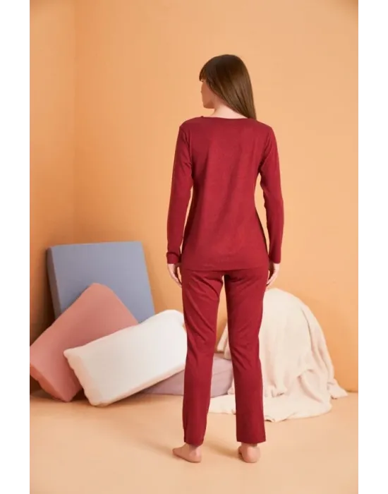 ieg™ PJS 28091 Kadın V Yaka Uzun Kol Pijama Takımı