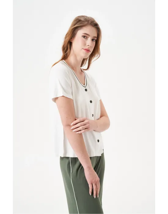 ieg™ PJS 29022 Kadın Düğmeli Pijama Takım