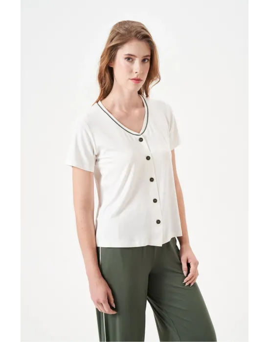 ieg™ PJS 29022 Kadın Düğmeli Pijama Takım