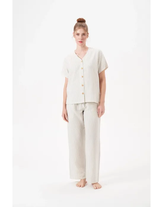 ieg™ PJS 29098 Kadın Düğmeli Pijama Takım