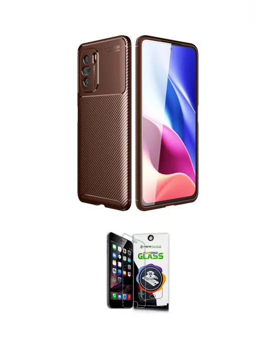 ieg™ Poco F3 Kılıf Eksen Form Prime - Şeffaf Temperli Cam Ekran Koruyucu