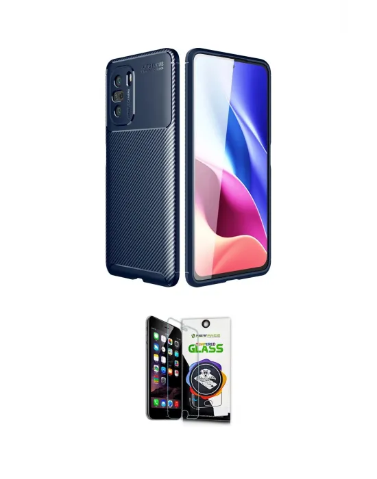 ieg™ Poco F3 Kılıf Eksen Form Prime - Şeffaf Temperli Cam Ekran Koruyucu