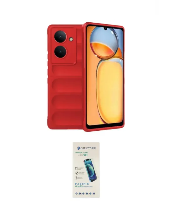 ieg™ Redmi 13C Kılıf Atlas Koleksiyonu - Şeffaf Pasifik Cam Ekran Koruyucu