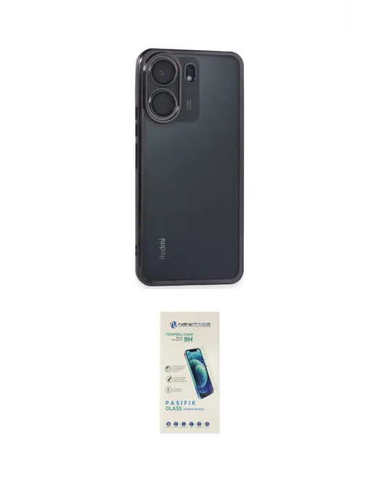 ieg™ Redmi 13C Kılıf Vadi Minimal - Şeffaf Pasifik Cam Ekran Koruyucu
