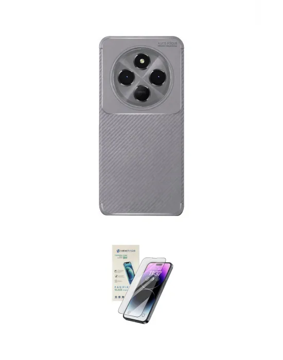 ieg™ Redmi 14C Kılıf Eksen Form Prime - Şeffaf Pasifik Cam Ekran Koruyucu