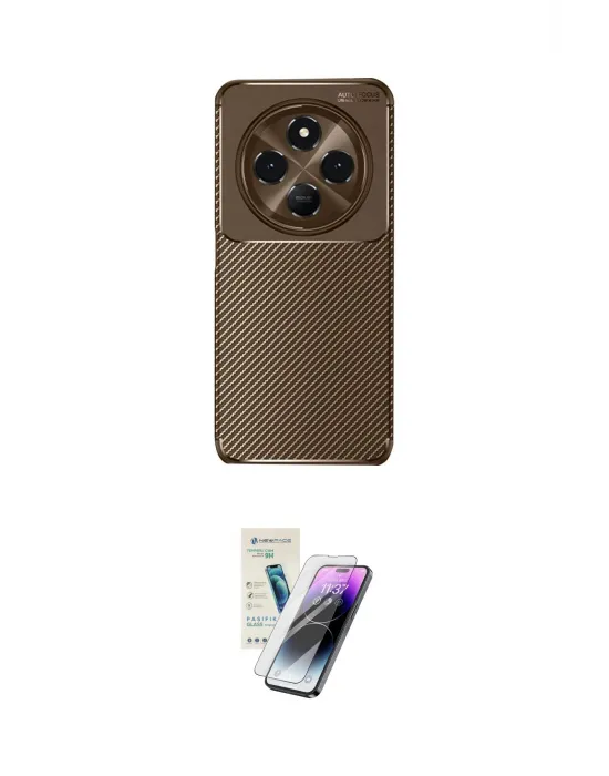 ieg™ Redmi 14C Kılıf Eksen Form Prime - Şeffaf Pasifik Cam Ekran Koruyucu