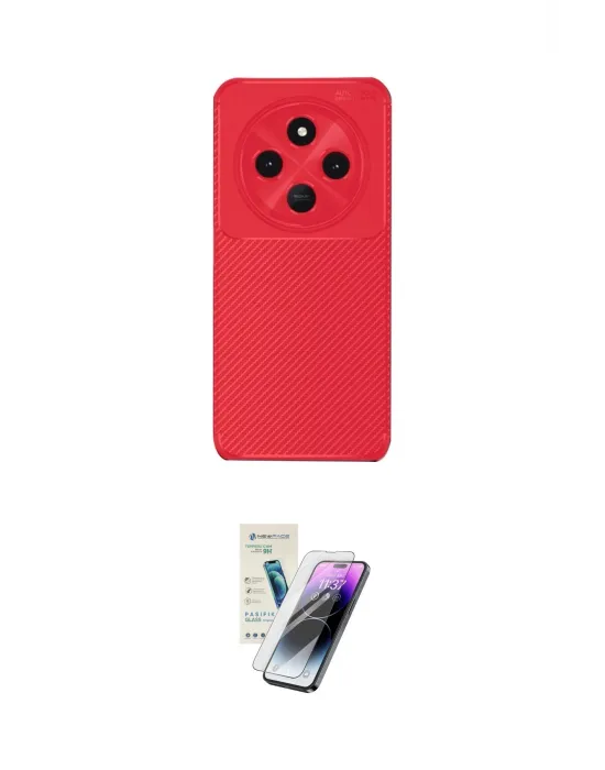 ieg™ Redmi 14C Kılıf Eksen Form Prime - Şeffaf Pasifik Cam Ekran Koruyucu
