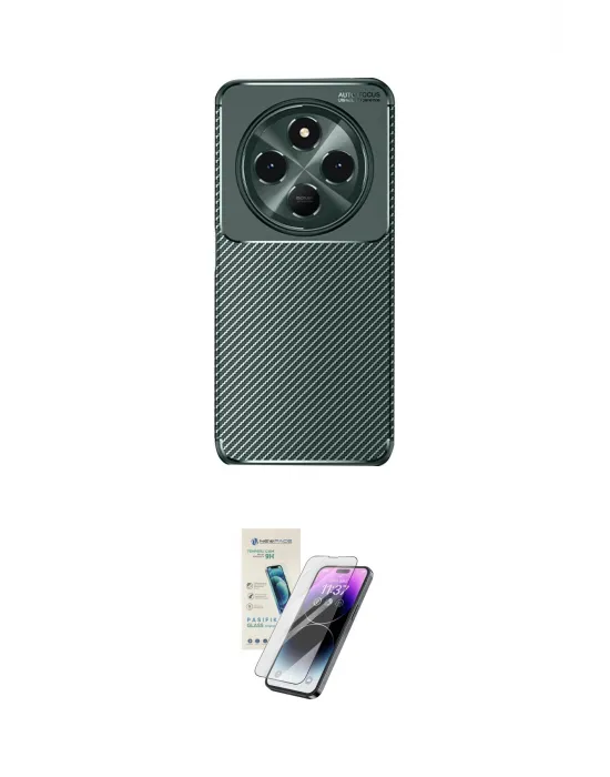 ieg™ Redmi 14C Kılıf Eksen Form Prime - Şeffaf Pasifik Cam Ekran Koruyucu