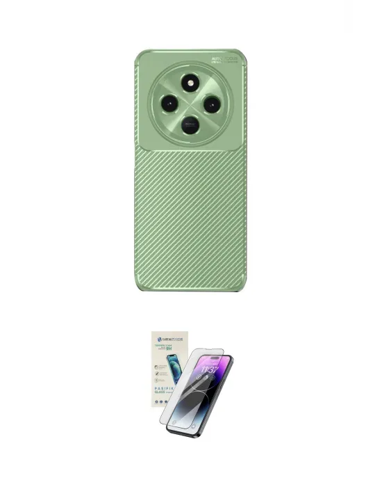 ieg™ Redmi 14C Kılıf Eksen Form Prime - Şeffaf Pasifik Cam Ekran Koruyucu