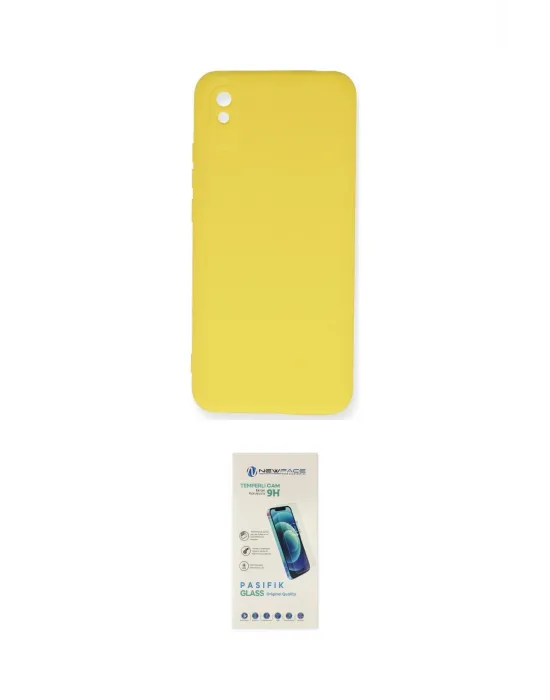 ieg™ Redmi 9A Kılıf Ahenk Serisi - Şeffaf Pasifik Cam Ekran Koruyucu