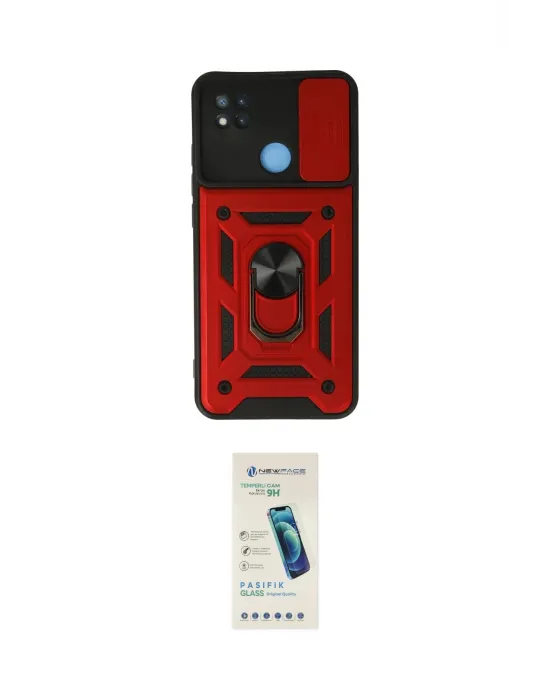 ieg™ Redmi 9C Kılıf Ahenk Klasik - Şeffaf Pasifik Cam Ekran Koruyucu