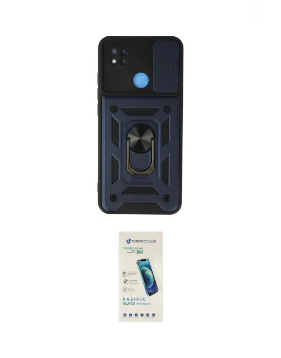 ieg™ Redmi 9C Kılıf Ahenk Klasik - Şeffaf Pasifik Cam Ekran Koruyucu