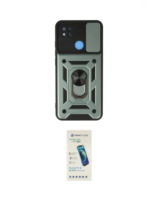 ieg™ Redmi 9C Kılıf Ahenk Klasik - Şeffaf Pasifik Cam Ekran Koruyucu
