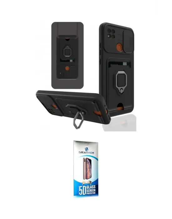 ieg™ Redmi 9C Kılıf Vadi Form Prime - Siyah 5D Eko Cam Ekran Koruyucu