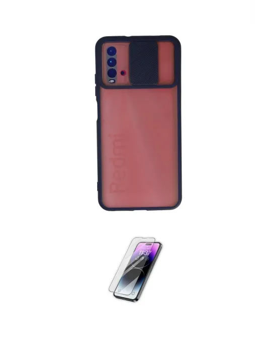 ieg™ Redmi 9T Kılıf Vadi Çizgi - Şeffaf Pasifik Cam Ekran Koruyucu