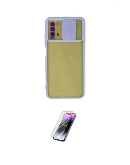 ieg™ Redmi 9T Kılıf Vadi Çizgi - Şeffaf Pasifik Cam Ekran Koruyucu