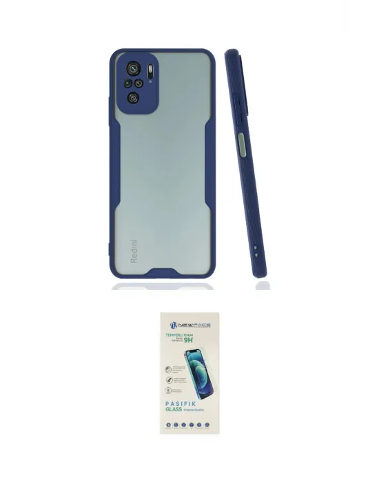 ieg™ Redmi Note 10 Kılıf Atlas Asil Serisi - Şeffaf Pasifik Cam Ekran Koruyucu