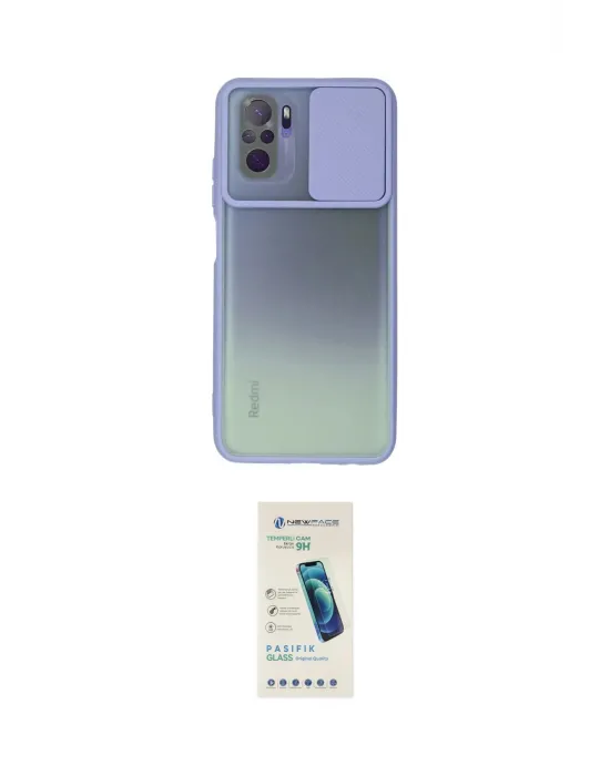ieg™ Redmi Note 10 Kılıf Vadi Çizgi - Şeffaf Pasifik Cam Ekran Koruyucu