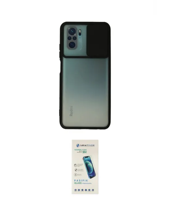 ieg™ Redmi Note 10 Kılıf Vadi Çizgi - Şeffaf Pasifik Cam Ekran Koruyucu