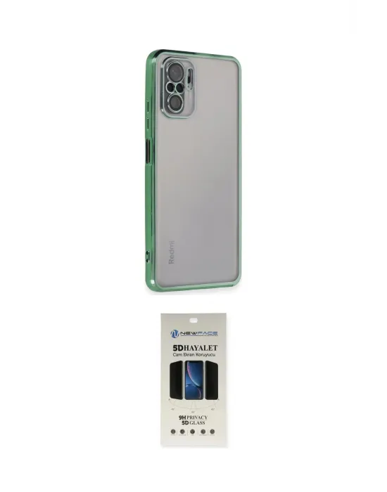 ieg™ Redmi Note 10 Kılıf Vadi Minimal - Siyah 5D Hayalet Cam Ekran Koruyucu