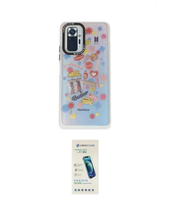 ieg™ Redmi Note 10 Pro Kılıf Siluet Çizgi Koleksiyonu - Şeffaf Pasifik Cam Ekran Koruyucu