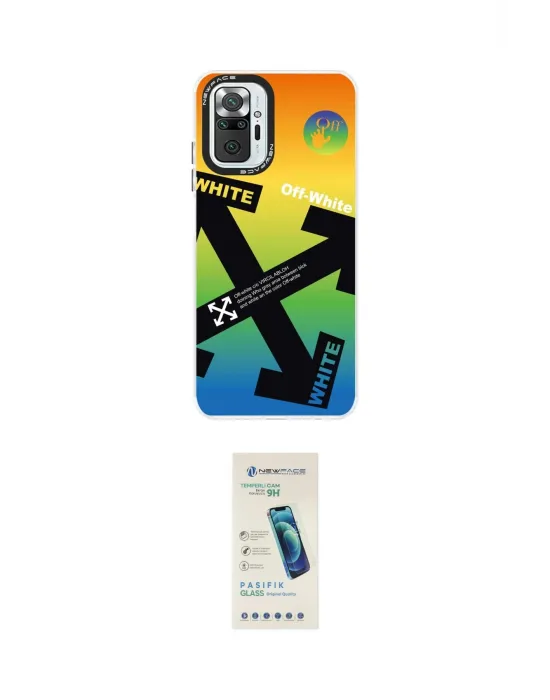 ieg™ Redmi Note 10 Pro Kılıf Siluet Çizgi Koleksiyonu - Şeffaf Pasifik Cam Ekran Koruyucu