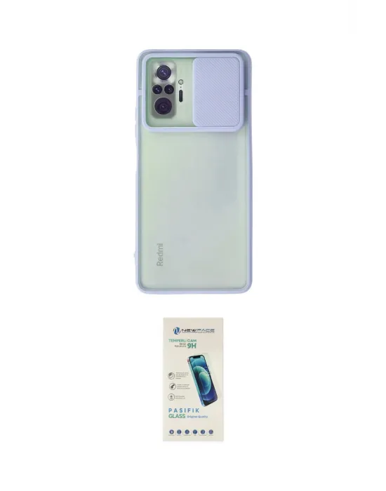 ieg™ Redmi Note 10 Pro Kılıf Vadi Çizgi - Şeffaf Pasifik Cam Ekran Koruyucu