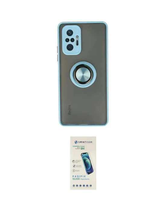 ieg™ Redmi Note 10 Pro Kılıf Yörünge Çizgi - Şeffaf Pasifik Cam Ekran Koruyucu