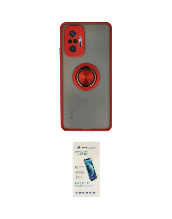 ieg™ Redmi Note 10 Pro Kılıf Yörünge Çizgi - Şeffaf Pasifik Cam Ekran Koruyucu