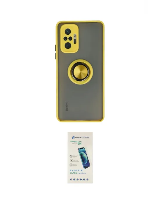 ieg™ Redmi Note 10 Pro Kılıf Yörünge Çizgi - Şeffaf Pasifik Cam Ekran Koruyucu