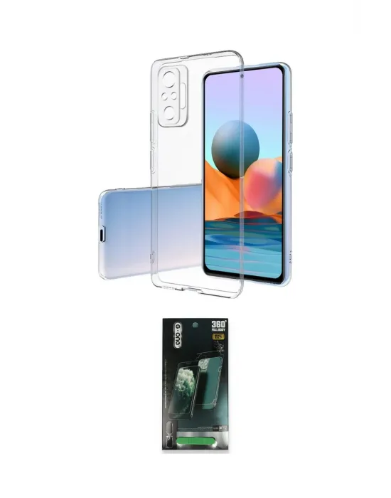 ieg™ Redmi Note 10 Pro Kılıf Zirve Doku - Şeffaf 360 Full Body Arka Koruyucu