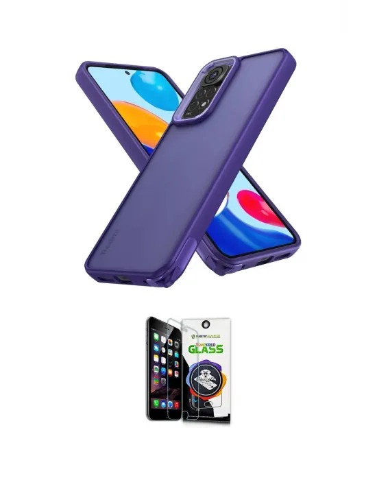 ieg™ Redmi Note 11 Kılıf Atlas Form - Şeffaf Temperli Cam Ekran Koruyucu