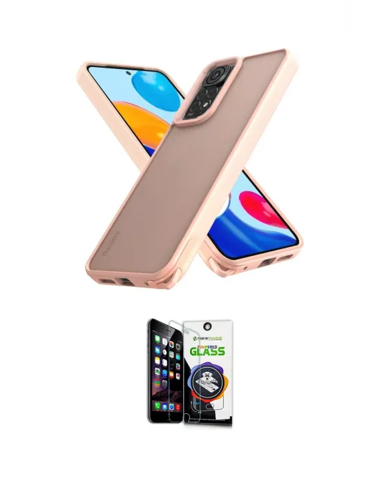 ieg™ Redmi Note 11 Kılıf Atlas Form - Şeffaf Temperli Cam Ekran Koruyucu