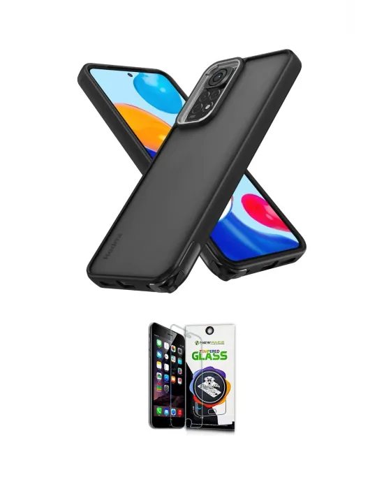 ieg™ Redmi Note 11 Kılıf Atlas Form - Şeffaf Temperli Cam Ekran Koruyucu