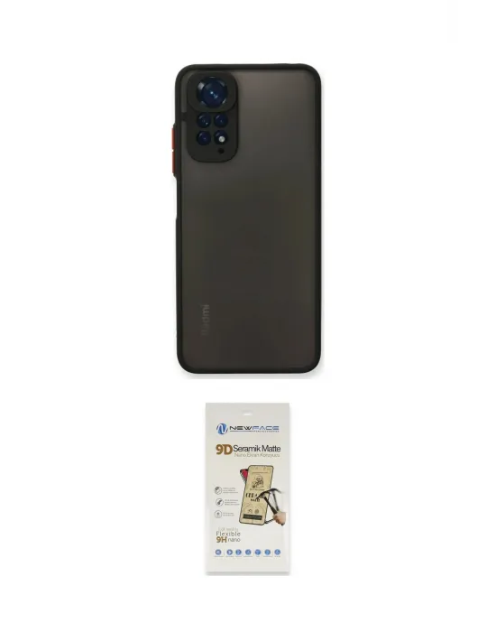 ieg™ Redmi Note 11 Pro Kılıf Ahenk Çizgi Serisi - Siyah Mat Seramik Nano Ekran Koruyucu