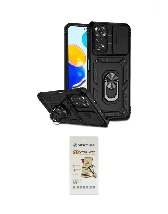 ieg™ Redmi Note 11 Pro Kılıf Ahenk Klasik - Siyah Mat Seramik Nano Ekran Koruyucu