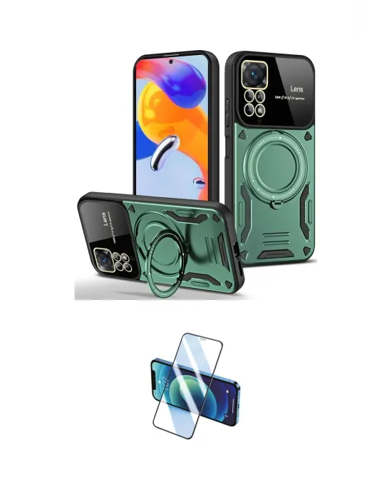 ieg™ Redmi Note 11 Pro Kılıf Kıvılcım Modern Serisi - Siyah 3D Antistatik Cam Ekran Koruyucu