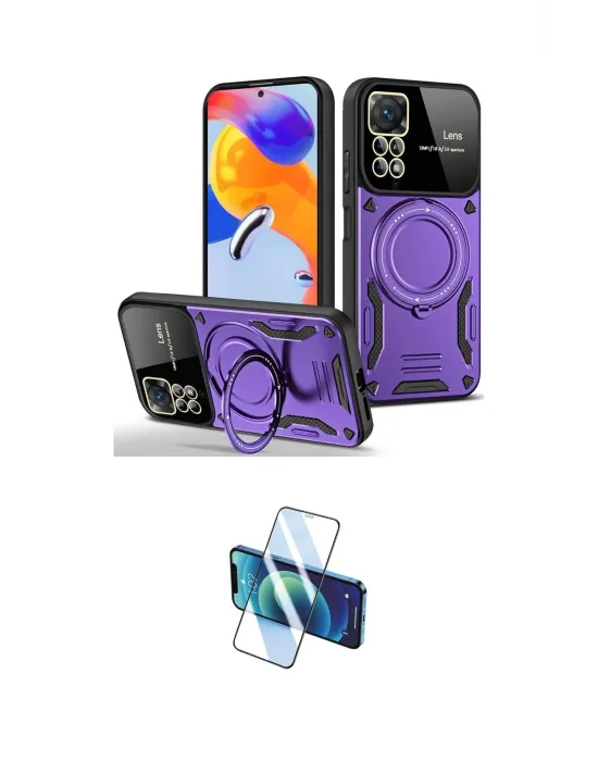 ieg™ Redmi Note 11 Pro Kılıf Kıvılcım Modern Serisi - Siyah 3D Antistatik Cam Ekran Koruyucu