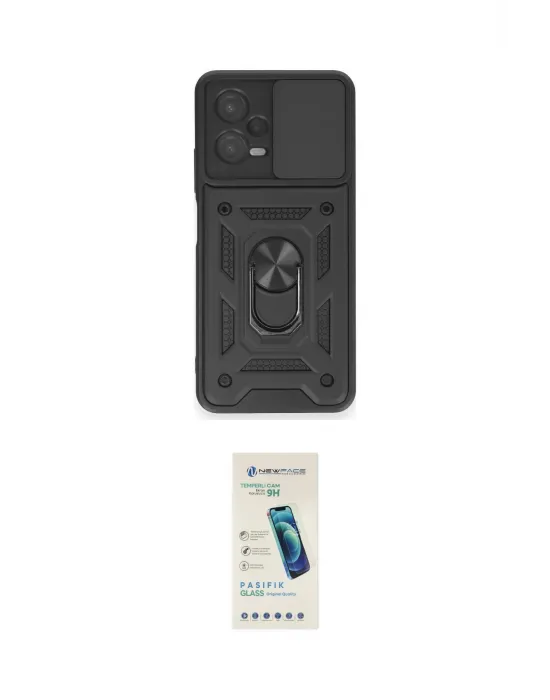 ieg™ Redmi Note 12 4G Kılıf Ahenk Klasik - Şeffaf Pasifik Cam Ekran Koruyucu