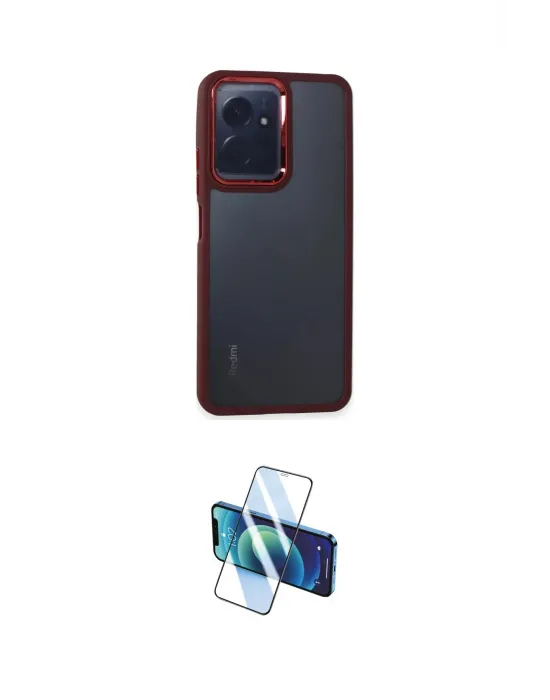 ieg™ Redmi Note 12 4G Kılıf Eksen Doku Prime - Siyah 3D Antistatik Cam Ekran Koruyucu