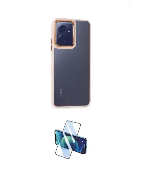 ieg™ Redmi Note 12 4G Kılıf Eksen Doku Prime - Siyah 3D Antistatik Cam Ekran Koruyucu