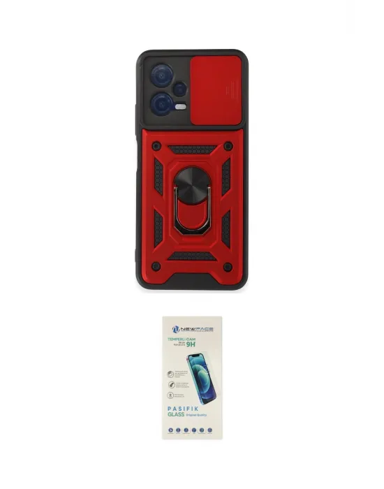 ieg™ Redmi Note 12 5G Kılıf Ahenk Klasik - Şeffaf Pasifik Cam Ekran Koruyucu