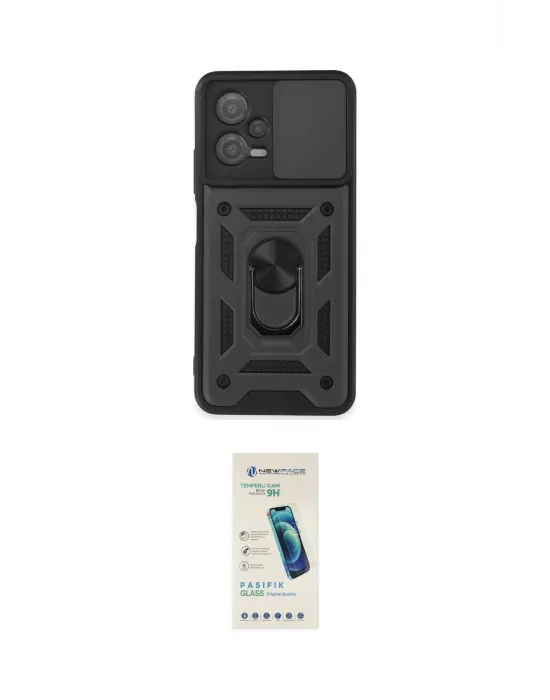ieg™ Redmi Note 12 5G Kılıf Ahenk Klasik - Şeffaf Pasifik Cam Ekran Koruyucu