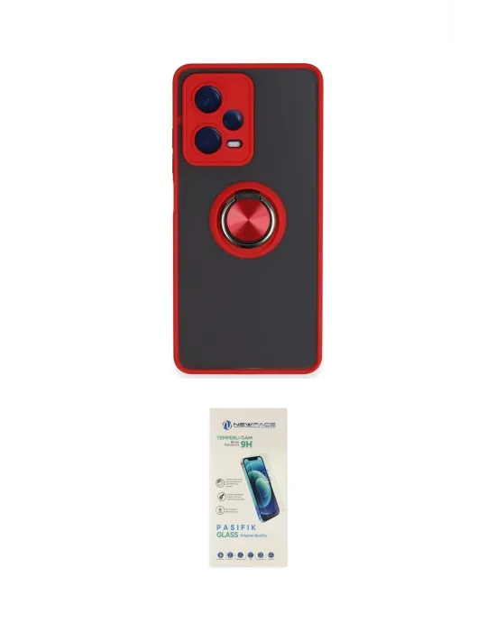 ieg™ Redmi Note 12 5G Kılıf Yörünge Çizgi - Şeffaf Pasifik Cam Ekran Koruyucu