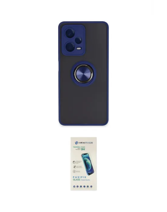 ieg™ Redmi Note 12 5G Kılıf Yörünge Çizgi - Şeffaf Pasifik Cam Ekran Koruyucu