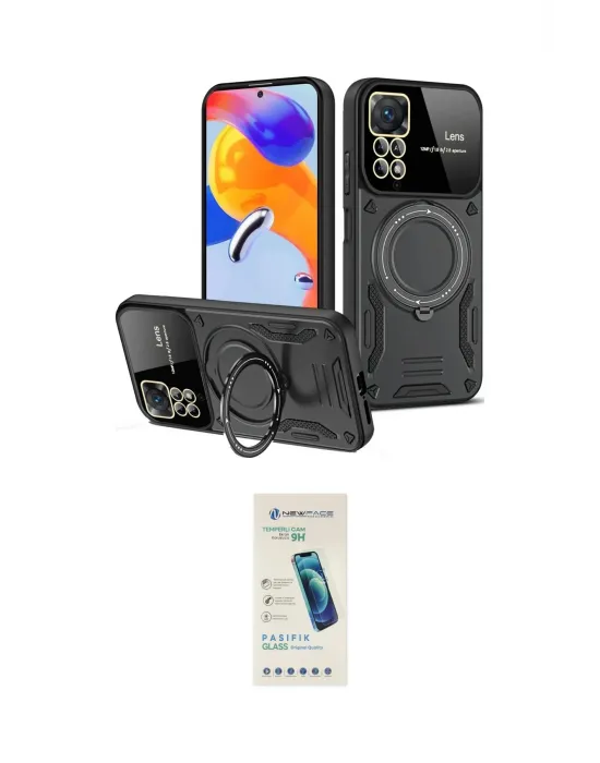ieg™ Redmi Note 12 Pro 4G Kılıf Kıvılcım Modern Serisi - Şeffaf Pasifik Cam Ekran Koruyucu